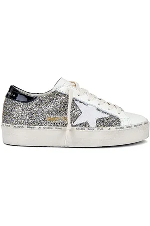 Golden Goose Hi Star Sneaker in Platinum White & Black