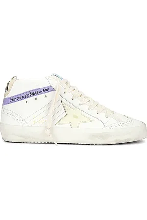 Golden Goose Mid Star Sneaker in White Beige Light Yellow & Light Purple