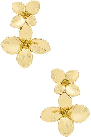 By Adina Eden Double Flower Drop Stud Earring in