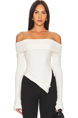 DANIELLE GUIZIO Soler Fold Over Knit Top in