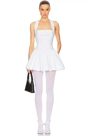 Helsa Faille Halter Mini Dress in