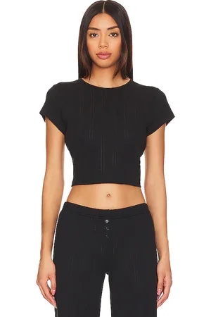 Cou Cou Intimates The Cropped Baby Tee in Black in