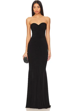 Norma Kamali Strapless Shirred Front Fishtail Gown in
