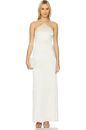 LINE & DOT Glossy Halter Maxi Dress in