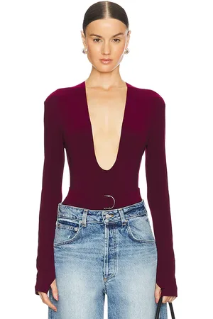 Norma Kamali X REVOLVE Long Sleeve Deep U Neck Bodysuit in