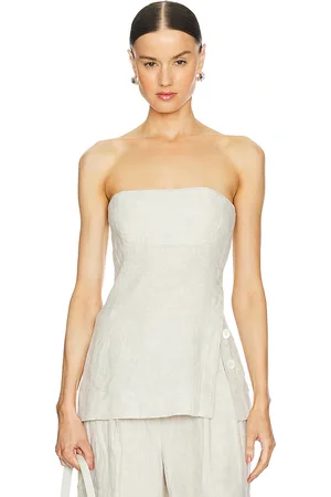 GRLFRND Linen Strapless Tunic Top in