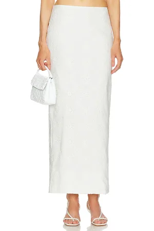 Helsa Eyelet Column Midi Skirt in