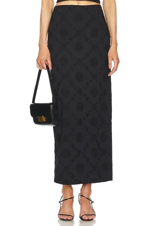 Helsa Eyelet Column Midi Skirt in