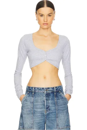 GRLFRND Rib Button Through Crop Top in