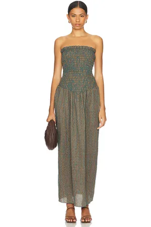 APRÈS Ruched Strapless Maxi Dress in