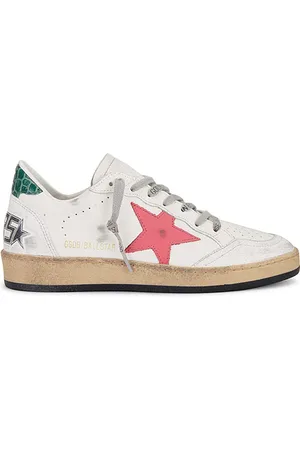 Golden Goose Ball Star Sneaker in White Mineral Red & Green