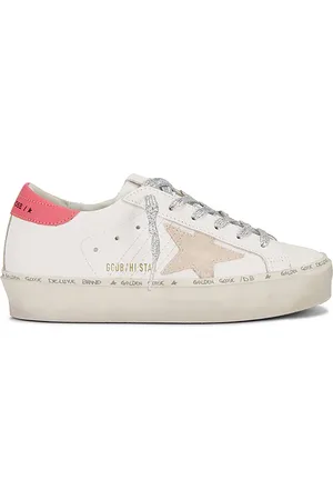 Golden Goose Hi Star Sneaker in White Taupe & Mineral Red