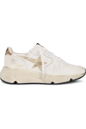Golden Goose Running Sneaker in White Gold & Beige