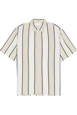 CLUB MONACO Short Sleeve Cabana Stripe Shirt in