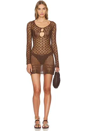 SNDYS Long Sleeve Crochet Mini Dress in
