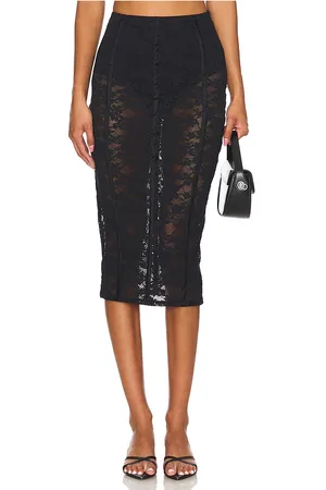 FLEUR DU MAL Le Stretch Lace Pencil Skirt in