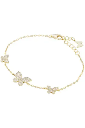 By Adina Eden PavÃ© Triple Butterfly Bracelet in