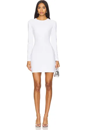 Norma Kamali Long Sleeve Crewneck Mini Dress in