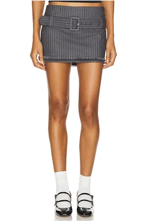 DANIELLE GUIZIO Andra Pinstripe Mini Skirt in