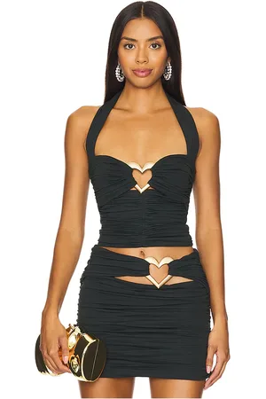 AREA Ruched Halter Top in
