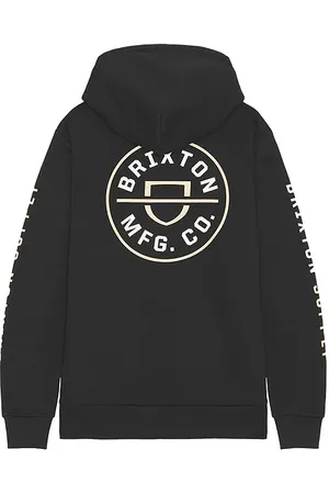 Brixton Crest Hoodie in Black Sand & White