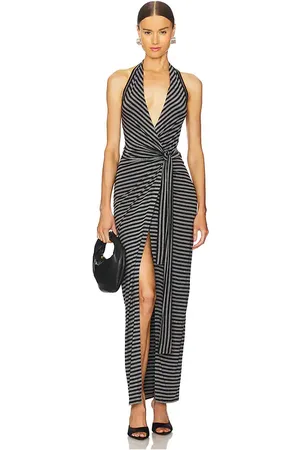 Norma Kamali Halter Wrap Straight Gown in