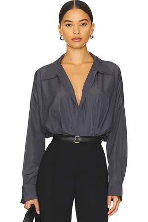Norma Kamali Oversized Boyfriend Shirt Bodysuit in