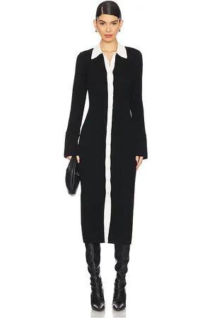 AUTUMN CASHMERE Long Sleeve Two Tone Polo Dress in