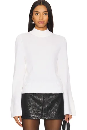 AUTUMN CASHMERE Mock Neck Trumpet Sleeve With High Rib in