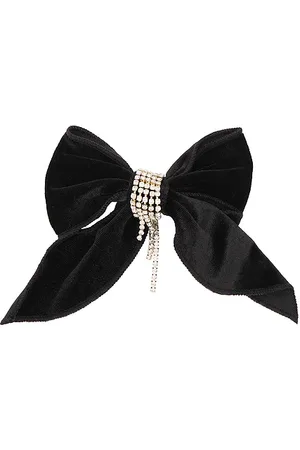 Ettika Velvet Bow Crystal Chain Hair Clip in