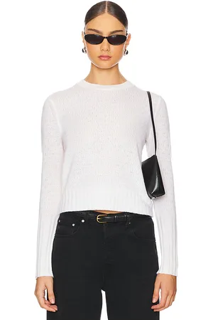Guest In Residence Shrunken Pointelle Crew Cashmere Sweater in