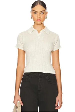 Guest In Residence Shrunken Cashmere Polo Top in