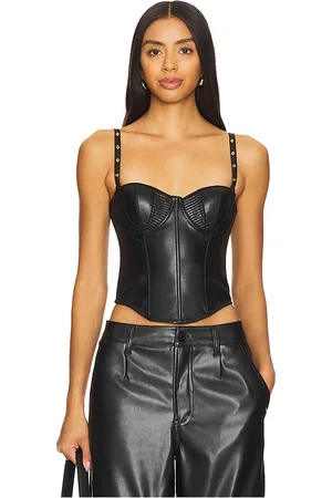 FLEUR DU MAL Faux Leather Grommet Bustier Top in