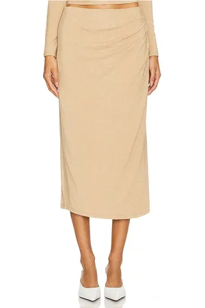 Vince Side Drape Midi Skirt in