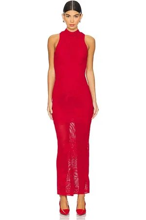 FLEUR DU MAL Lace Pointelle Knit Racer Dress in