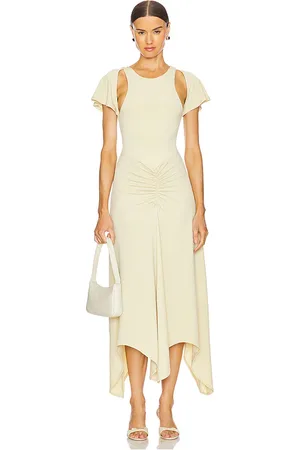 WeWoreWhat Ruched Asymmetric Midi Dress in