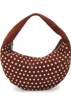 Understated Leather Studded Hobo Bag in