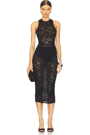 FLEUR DU MAL Le Stretch Lace Racer Tank Dress in