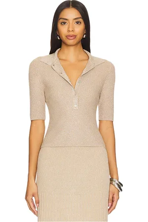 525 America Ophelia Lurex Johnny Collar Top in