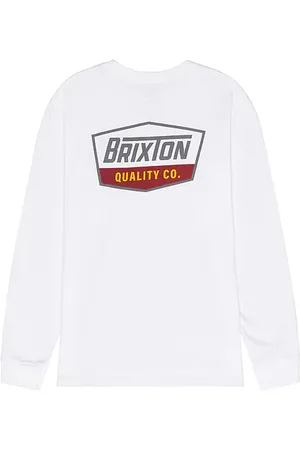 Brixton Regal Long Sleeve Tee in White Charcoal & Mahogany