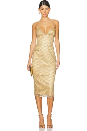 For Love & Lemons Glitter Grid Midi Dress in