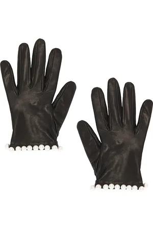 Manokhi Short Leather Gloves With Pearls in