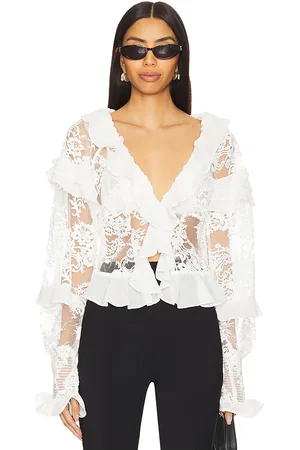 For Love & Lemons Holiday Lace Long Sleeve Top in