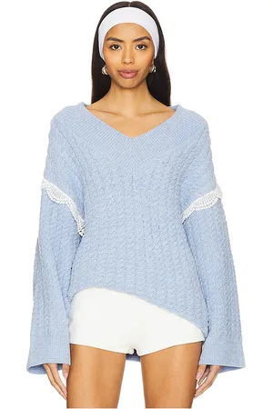 For Love & Lemons Tierra Oversized V-Neck Sweater in