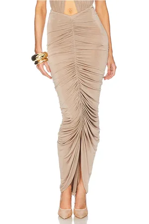 Helsa Bianca Ruched Midi Skirt in