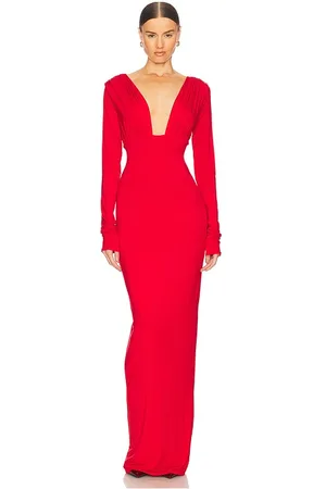 Helsa Jersey Deep V Maxi Dress in