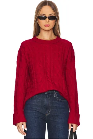 AUTUMN CASHMERE Oversize Cable Crew With Turn Back Cuffs in