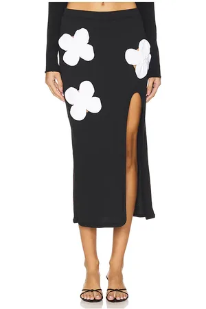 SUSAN FANG Jersey Flower Skirt With Slit in
