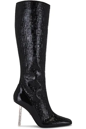 GCDS Patent Monogram Logo Chain Boots in