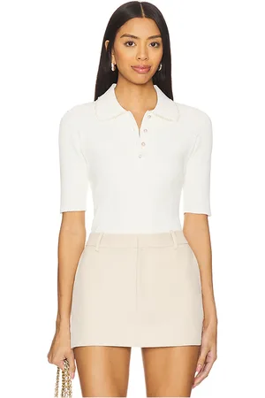 AUTUMN CASHMERE Pearl Trimmed Polo Top in